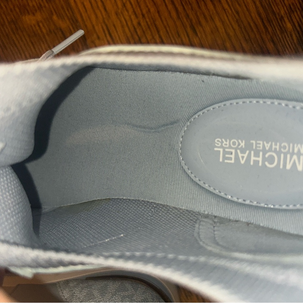 Michael Kors Jenkins Mixed Media Trainer in blue - Picture 6 of 8
